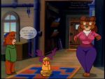  2019 4:3 age_difference anthro big_breasts breasts clothed clothing cub digital_media_(artwork) disney duo female front_view fur hair idol kit_cloudkicker male male/female mammal mature_female older_female rebecca_cunningham size_difference talespin text ursid vylfgor young younger_male 