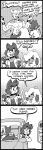  4koma abs absurd_res ahoge anaugi angry anthro black_nose bracelet canid canine canis cape car clothed clothing comic demon domestic_cat domestic_dog drive_thru ello_(anaugi) eyelashes felid feline felis female fingerless_gloves gloves hair hair_over_eye half-closed_eyes hi_res horn jacket jewelry long_hair male mammal monochrome muscular muscular_male open_mouth pants penny_(anaugi) scarf sharp_teeth shirt short_hair speech_bubble teeth topless topwear vehicle 