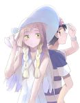  1boy 1girl black_hair blonde_hair kuriyama lillie_(pokemon) pokemon pokemon_(anime) pokemon_(game) pokemon_sm satoshi_(pokemon) 