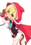  1girl animal_ears blonde_hair chain chained fake_animal_ears gloves han-gyaku-sei_million_arthur heart heart-shaped_pupils highres hood looking_at_viewer million_arthur_(series) out_of_character paw_gloves paws perorisu renkin_arthur solo sweat symbol-shaped_pupils tail tongue tongue_out visible_air white_background 