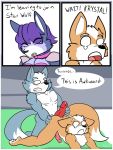  anal bed blush canid canine canis comic dialogue duo english_text erection female fox fox_mccloud foxzombiej hi_res humor inside krystal male male/male mammal masturbation muscular nintendo penile penis star_fox text video_games wolf wolf_o&#039;donnell 
