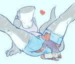  &lt;3 anthro breasts canid canine carpet_shark clothed clothing donkles duo eyes_closed female fish kneeling larger_female male mammal marine shark size_difference smile spread_legs spreading thick_thighs whale_shark 