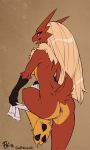  2018 anthro anus avian blaziken butt female fluff-kevlar hair long_hair looking_at_viewer nintendo pok&eacute;mon pok&eacute;mon_(species) pussy short_tail talons towel video_games 