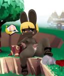  2019 3tc animal_crossing anthro banana blonde_hair blush bonbon_(animal_crossing) breasts female fingering flower food fruit fur hair hi_res lagomorph leporid mammal masturbation nintendo nipples nude outside peach_(fruit) pictographics plant pussy pussy_juice rabbit rock rose_(flower) short_stack sky small_breasts smile solo suggestive suggestive_food tree vaginal vaginal_masturbation video_games 