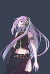  blue_eyes headphones long_hair megurine_luka midriff pink_hair side_slit solo thighhighs very_long_hair vocaloid yada_ei 