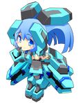  blue_eyes blue_hair breasts chibi cosmic_break highres lily_rain mecha_musume sideboob small_breasts solo twintails wakaba 