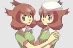  alternate_form bad_id bad_pixiv_id beret brown_hair dual_persona gen_3_pokemon grey_eyes hat kanon_(pokemon) komugi_(wabisuke_maruden) latias multiple_girls pokemon pokemon_(anime) pokemon_(classic_anime) pokemon_(creature) pokemon_m05 smile 