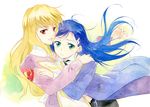  agahari blonde_hair blue_eyes blue_hair fujino_shizuru hug long_hair multiple_girls my-otome natsuki_kruger red_eyes 