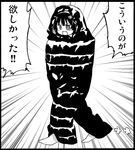  ayasugi_tsubaki barefoot greyscale houraisan_kaguya monochrome neet sleeping_bag solo touhou translated wearable_sleeping_bag 