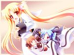  :&lt; bad_id bad_pixiv_id blonde_hair blue_hair brown_hair cape chibi fate_testarossa gloves long_hair lyrical_nanoha mahou_shoujo_lyrical_nanoha mahou_shoujo_lyrical_nanoha_a's mahou_shoujo_lyrical_nanoha_a's_portable:_the_battle_of_aces material-l multiple_girls o_o one_eye_closed pantyhose red_eyes school_uniform seishou_elementary_school_uniform staff takamachi_nanoha tears teruui twintails vulnificus 