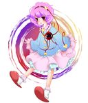  bad_id bad_pixiv_id eyeball frills hairband heart komeiji_satori momo_michi nail_polish pink_nails purple_eyes purple_hair short_hair sleeves_past_wrists slippers solo touhou 