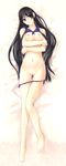  akiyama_mio bad_id bad_pixiv_id barefoot bikini bikini_lift bikini_pull black_hair breasts dakimakura feet full_body highres k-on! kirishima_satoshi large_breasts long_hair lying nipples pussy side-tie_bikini solo swimsuit 