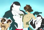  arno brother brothers celio cetacean clothed clothing delphinoid domestic_cat eyewear felid feline felis gesture goggles jewelry lifeguard mammal marine muscular necklace nipples oceanic_dolphin orca peritian pointing poking reik siamese sibling swimming_trunks swimwear toothed_whale topless twins 