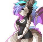  anthro breasts clothed clothing dragon female hair hi_res horn kiwipotato looking_at_viewer sherri_aura smile solo standing wings 