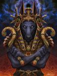  2019 amenlona anthro anubis black_sclera deity digital_media_(artwork) egyptian_mythology hi_res middle_eastern_mythology mythology pale_eyes solo 