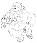  2019 anthro belly blush canid canine clothing gyobu hi_res humanoid_hands leaf male mammal okoge_16 one_eye_closed overweight overweight_male raccoon_dog robe solo tanuki tokyo_afterschool_summoners video_games wink 