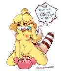  2019 animal_crossing anthro big_breasts blush breasts canid canine canis cellphone cunnilingus domestic_dog duo female female/female female_penetrated fur hair hi_res holding_object human interspecies isabelle_(animal_crossing) mammal masturbation navel nintendo nipples nude one_eye_closed open_mouth oral penetration phone pussy pussy_juice rainbowsprinklesart sex sex_toy shih_tzu simple_background speech_bubble text toy_dog toying_self vaginal vaginal_masturbation vaginal_penetration video_games villager_(animal_crossing) yellow_fur 
