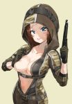  breast_hold breasts gun no_bra open_shirt pixel_(yuxian) 