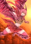  abs absurdres fangs godzilla_(series) highres muscle muscular_female mynameissuusan personification red_hair rodan rodan_(godzilla:_king_of_the_monsters) tokusatsu wings 