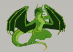  anthro breasts cosmicminerals dragon female lenora_(specter01) looking_at_viewer nipples nude simple_background smile solo wings 