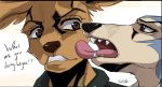  beastars canid canine canis cervid clothing crybaby_d legosi_(beastars) licking louis_(beastars) male male/male mammal tongue tongue_out wolf 
