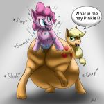  1:1 anal anal_vore applejack_(mlp) belly belly_noise big_belly big_butt butt cutie_mark earth_pony equid equine female feral friendship_is_magic horse huge_butt mammal my_little_pony pinkie_pie_(mlp) pony sloshing thick_thighs tracer_painter vore 