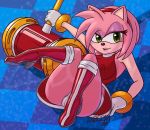  2019 accessory amy_rose anthro areola arm_support boots bracelet breasts butt clothing dress eulipotyphlan eyelashes female footwear gloves green_eyes hair hair_accessory hairband half-closed_eyes hedgehog high_heels holding_object holding_weapon jewelry legs_up looking_at_viewer mammal nipple_outline open_mouth panties piko_piko_hammer pink_hair reclining red_clothing red_dress shoes sleeveless_dress smile solo sonic_(series) underwear watermark weapon white_clothing white_gloves white_panties zaboom 