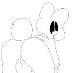 1:1 ambiguous_species anthro backsack balls bent_over biped butt butt_pose digital_media_(artwork) half-closed_eyes long_ears looking_at_viewer looking_back male monochrome portrait presenting presenting_hindquarters short_tail simple_background solo squishy_(artist) three-quarter_portrait toony white_background 