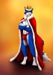  2019 anthro bulge canid canine cape clothed clothing crown digital_media_(artwork) fox fur looking_at_viewer lucyano male mammal muscular nanukkluik royalty smile solo underwear 