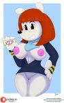  2019 anthro bigdon1992 blush breasts brown_hair canid canine canis clothed clothing digital_media_(artwork) disney domestic_dog erica_(disney) female hair hi_res invalid_tag mammal mickey_mouse_shorts nipples nyuroraxbigdon patreon simple_background smile solo toony wide_hips 