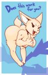  abstract_background absurd_res aggressive_retsuko big_butt black_nose breasts butt canid canine digital_media_(artwork) english_text female fennec fenneko fox fur garbagioni hi_res looking_at_viewer mammal nipples nude open_mouth sanrio text 