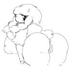  2019 anthro anus big_breasts big_butt bovid breasts butt caprine female mammal monochrome nintendo pigtails pok&eacute;mon pok&eacute;mon_(species) pussy side_boob solo subjectdie_(artist) thick_thighs video_games wool wooloo 