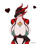  &lt;3 anthro big_breasts bikini breasts clothing cupcake dragon female food horn huge_breasts looking_at_viewer piratefoxbox simple_background solo standing swimwear white_background 
