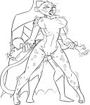  2019 anthro areola batman batman_(series) bouncing_breasts breasts cheetah cheetah_(dc) digitigrade duo felid feline female female_focus fucked_silly fur human male male/female mammal monochrome nipples open_mouth plantigrade redout sex solo_focus standing standing_sex tongue 