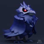  1:1 3d_(artwork) avian beak biped bird black_sclera chest_tuft corvid corviknight digital_media_(artwork) feathers feral full-length_portrait grey_background henry_vargas nintendo pok&eacute;mon pok&eacute;mon_(species) portrait red_eyes simple_background solo standing talons tuft video_games 