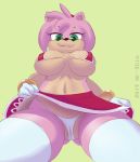  2019 accessory amy_rose anthro breasts camel_toe clitoris clothed clothing digital_media_(artwork) eulipotyphlan eyelashes female gloves green_eyes hair hair_accessory hairband hedgehog hi_res legwear looking_at_viewer low-angle_view mammal nipple_outline panties pink_hair pussy shinsuke short_hair signature simple_background smile solo sonic_(series) underwear upskirt 