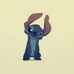  1:1 2018 3_toes absurd_res alien blue_eyes blue_fur blue_nose chest_tuft claws colored_sketch digital_drawing_(artwork) digital_media_(artwork) disney experiment_(species) eyebrows fur grainy head_tilt head_tuft hi_res lilo_and_stitch looking_at_viewer notched_ear perplexed pointedfox raised_eyebrow signature simple_background solo standing stitch toe_claws toes tuft yellow_background 