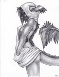  2017 anthro black_hair breasts canid canine clothed clothing digital_media_(artwork) ear_piercing ear_ring female hair hybrid mammal piercing sabretoothed_ermine standing 