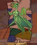  arthropod breasts ed_edd_n_eddy edit eyelashes female green_eyes green_skin insect magazine mantis screencap solo unknown_artist 