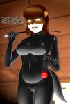  2019 absurd_res angry anthro ball_gag big_breasts biped bodysuit breasts brown_fur buffbumblebee classroom clothed clothing dialogue digital_drawing_(artwork) digital_media_(artwork) domination dominatrix english_text eyelashes eyewear female female_domination front_view fur gag glasses hair hi_res inside long_hair looking_at_viewer looking_down lutrine mammal mustelid musteline navel open_mouth portrait rubber school skinsuit solo standing story story_in_description teacher teeth text tight_clothing whip white_fur yelling 