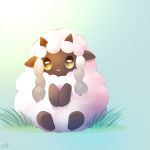  2019 b-epon bovid caprine feral fluffy horizontal_pupils mammal nintendo pok&eacute;mon pok&eacute;mon_(species) sitting solo video_games wooloo 