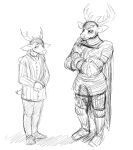  antlers armor cape clothing deer_king deer_prince duo father hladilnik horn male parent sketch son 