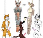 anthro asphyxiation bdsm bondage bound canid canine execution felixpath_(artist) gag gallows group hanging_(disambiguation) leather_muzzle male male/male mammal plastic_bag snuff tape tape_gag