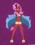 absurd_res anthro asian_mythology blossomblaze bra chinese_mythology clothed clothing clothing_lift east_asian_mythology flat_chested freckles hair hasbro hi_res horn kirin long_hair looking_at_viewer mammal my_little_pony mythology panties pose robe robe_lift scales solo spread_arms spread_legs spreading tail underwear