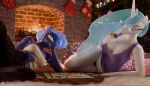 3d_(artwork) anthro anthrofied breasts cleavage clothed clothing digital_media_(artwork) duo equid equine eyelashes female fireplace friendship_is_magic hasbro hi_res holding_object horn lying mammal my_little_pony on_side panties princess_celestia_(mlp) princess_luna_(mlp) pupils rinny shirt sibling_(lore) sister_(lore) sisters_(lore) topwear underwear unicorn