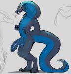 anthro big_penis blue_body blue_scales claws cobra digitigrade fangs foreskin forked_tongue genitals glistening glistening_genitalia glistening_penis grey_body grey_scales hi_res humanoid_genitalia humanoid_penis male meatshaq nude penis reptile scales scalie sketch snake snake_hood solo standing teeth toe_claws tongue tongue_out yellow_eyes