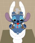  2019 4_fingers absurd_res after_sex alien anus ball_gag balls bathroom black_eyes blue_fur blue_nose blue_pawpads cum cum_in_ass cum_inside digital_media_(artwork) disney experiment_(species) fur gag half-closed_eyes handcuffs head_tuft hi_res lilo_and_stitch looking_at_viewer male pawpads penis presenting public_use puffy_anus shackles small_tail smile solo stitch sweat theoryofstrings toilet tuft 