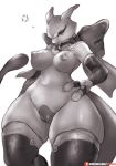  angry anthro armwear black_and_white breasts clothed clothing female girlsay hi_res legendary_pok&eacute;mon looking_at_viewer mewtwo monochrome nintendo nipples pok&eacute;mon pok&eacute;mon_(species) pussy ribbons simple_background solo video_games 