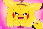  &lt;3 abstract_background angela_(walter_sache) big_breasts blush breast_squish breasts dynamax electricity erection eyeshadow group huge_breasts huge_lips hyper hyper_breasts lipstick macro makeup mammal nintendo penis pikachu pok&eacute;mon pok&eacute;mon_(species) rodent smile squish video_games walter_sache 