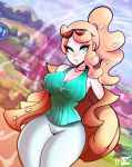  1girl breasts cleavage curvy highres large_breasts pokemon pokemon_(game) sonia_(pokemon) thighs xpisigma 
